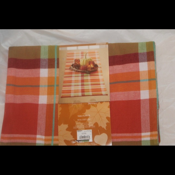 New wTags Celebrate Fall Together Plaid Table Runner 13"x54" Below $24.99 Retail - Picture 5 of 5